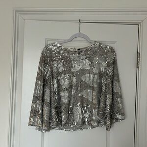 Zara Silver Sequin Long Sleeve